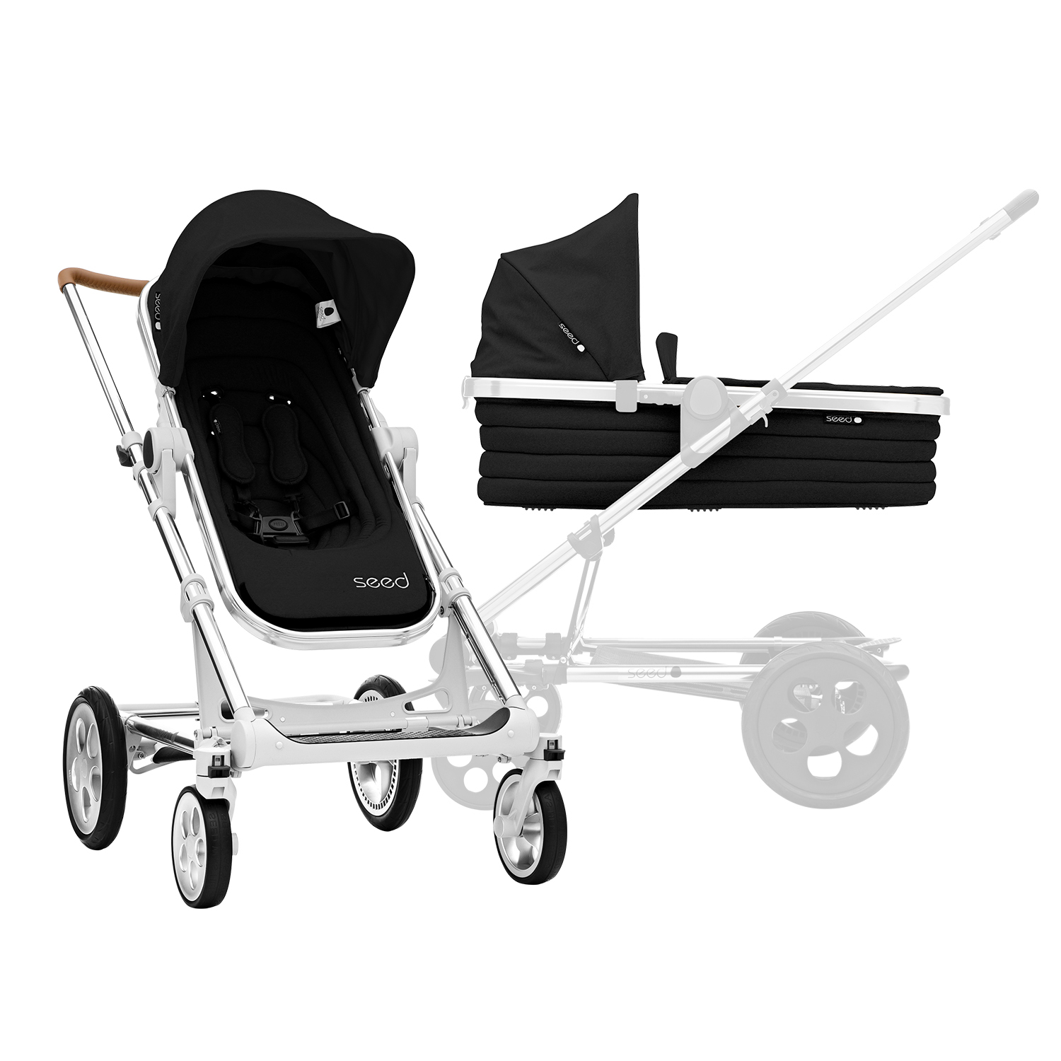 Britax SET Kočík Seed Papilio Silver 2023, Cognac/Black 