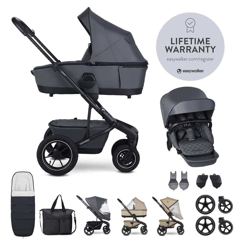 EASYWALKER Set XXL kočík kombinovaný Harvey⁵ Air Premium Mineral Grey s príslušenstvom 