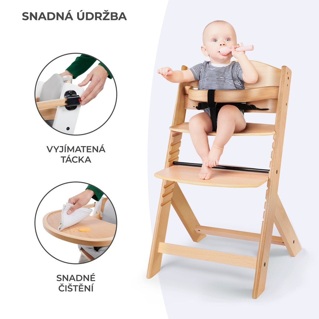 KINDERKRAFT SELECT Stolička jedálenská Enock Grey wooden, Premium 