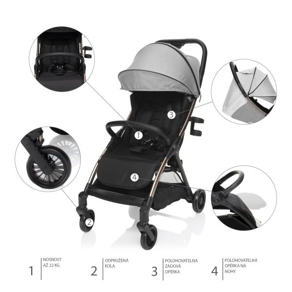 Zopa športový kočík Quiq, Bright Grey 