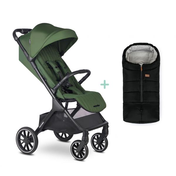 EASYWALKER Kočík športový Jackey2 XL Deep Green + PETITE&MARS fusak Jibot ZADARMO 