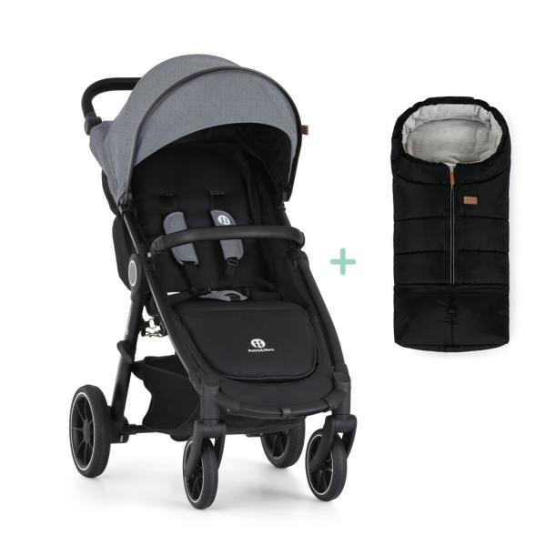 PETITE&MARS Kočík športový Street2 RWS Black Ultimate Grey + PETITE&MARS fusak Jibot ZADARMO 