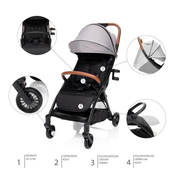 Zopa športový kočík Quiq, Blacky Grey 