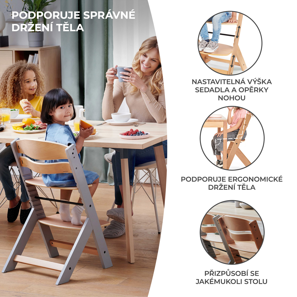 KINDERKRAFT Stolička jedálenská Enock White 